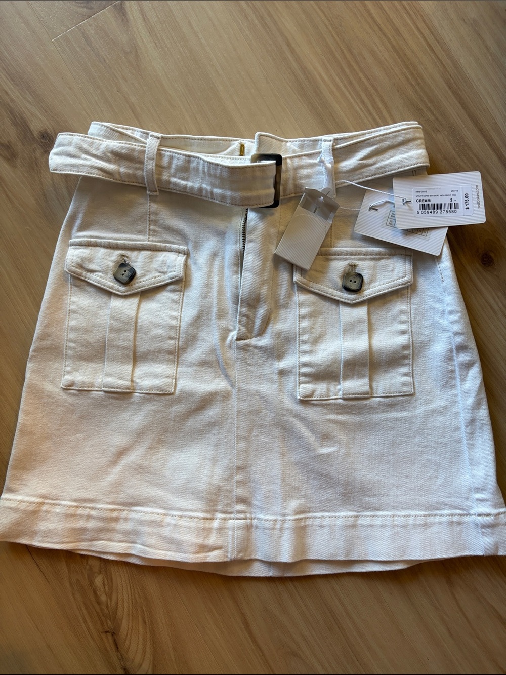 NWT Ted Baker Cream Utility Pocket Skirt with Front Pockets